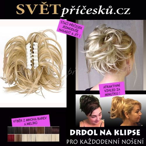 Luxusní drdol na skřipci - příčesek - Barva: #130A - melir světle a tmavě zrzavá