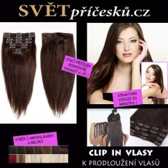 Clip in sada k prodloužení vlasů - 40cm, 75g  - mnoho barev
