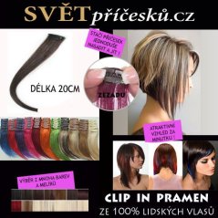 Clip in pramen - délka 20cm - mnoho barev a melírů