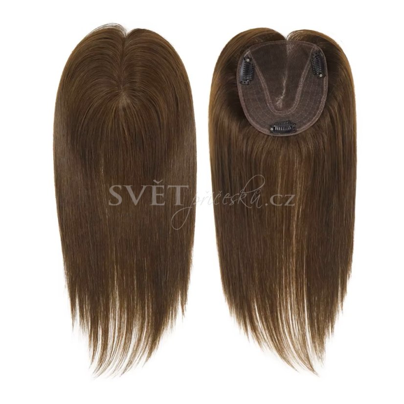 Premiový topper - pravé vlasy - barva hnědá 2
