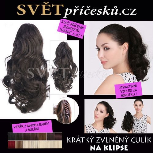 Krátký zvlněný culík na skřipci - příčesek - Barva: #8 - světle hnědá