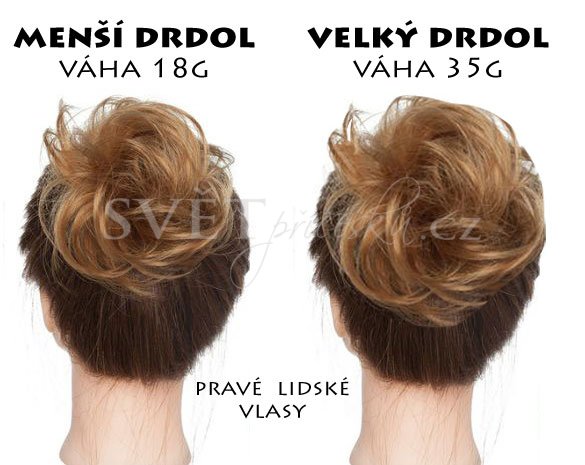 Příčesek gumička z pravých vlasů - volné vlny - dvě velikosti příčesku