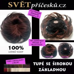 Krátké dámské tupé se širokou základnou z pravých vlasů - příčesek