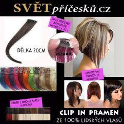 Clip in pramen - délka 20cm - mnoho barev a melírů