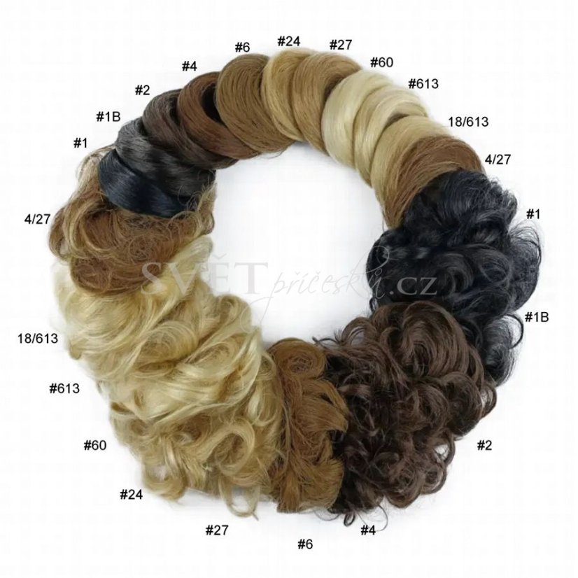 Příčesek gumička z pravých vlasů - vzorník barev