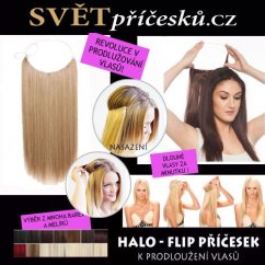 Flip in halo vlasy - rovné - příčesek k prodloužení vlasů