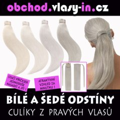Culík z pravých vlasů - platinové, bílé, stříbrné a šedé odstíny