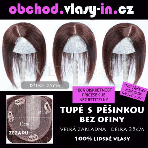 Tupé příčesek bez ofinky - delší vlasy