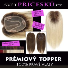Premiový topper z pravých vlasů, dlouhé vlasy, ombre i další barvy