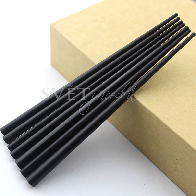 Vlasová jehlice - tyčinka - dřevěná - Barva: #1 - černá jako uhel