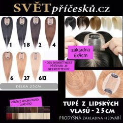 Profi lehké tupé příčesek z pravých vlasů - 6x9cm - 25cm