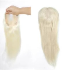 Luxusní topper tupé na monofilu s pěšinkou a velkou základnou - barva nejsvětlejší blond Luxusní topper tupé na monofilu s pěšinkou a velkou základnou - barva nejsvětlejší blond