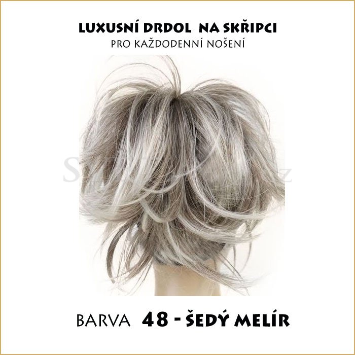 Luxusní drdol na skřipci - příčesek - Barva: #130A - melir světle a tmavě zrzavá