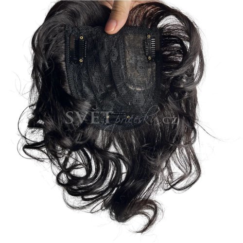 Tupé topper zezadu - vlnité vlasy - délka 25cm - barva 1B Tupé topper zezadu - vlnité vlasy - délka 25cm - barva 1B