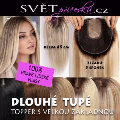 Dlouhé bohaté tupé - pravé vlasy - topper, paruka