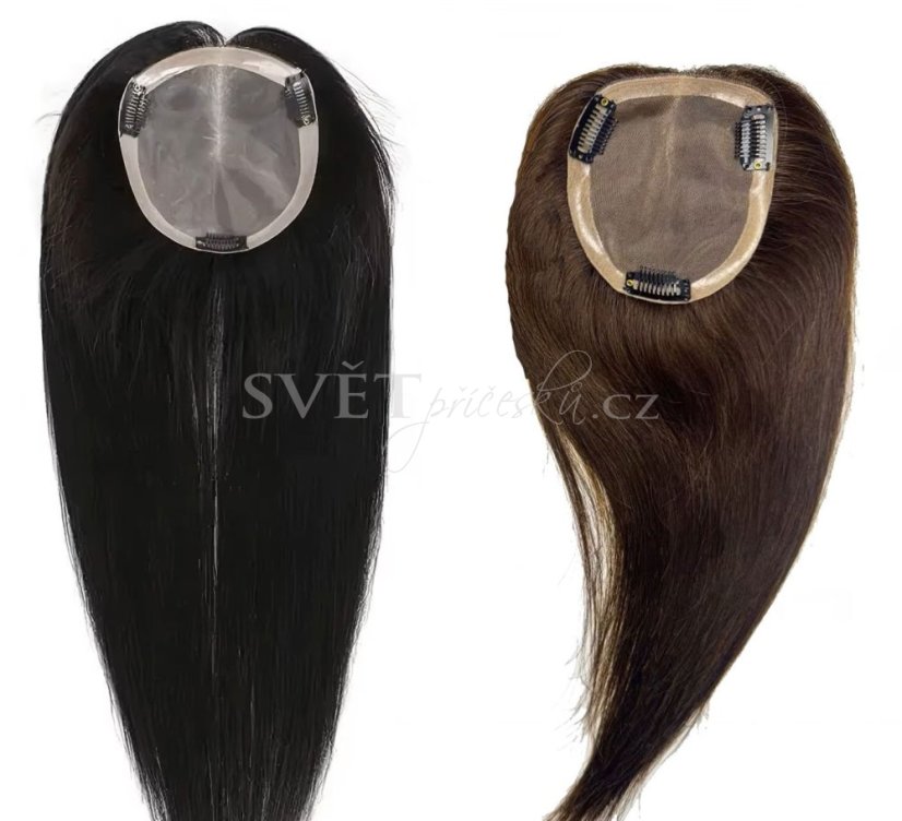 Topper tupé na monofilu s pěšinkou a velkou základnou