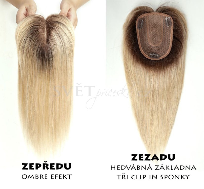 Ombre blond tupé detail zepředu a zezadu