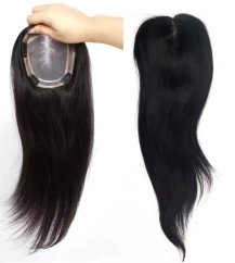 Luxusní topper tupé na monofilu s pěšinkou a velkou základnou - barva nejtmavší hnědá Luxusní topper tupé na monofilu s pěšinkou a velkou základnou - barva nejtmavší hnědá