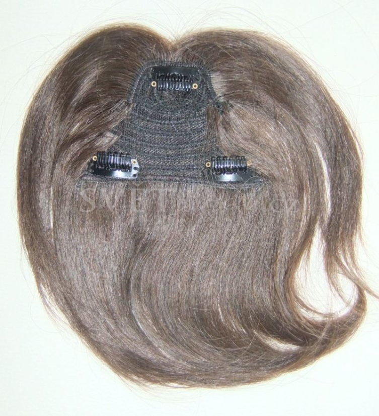 Tupé clip in ofina z lidských vlasů - příčesek - Barva lidské: 6/27 - melír kaštanově hnědá a medová blond