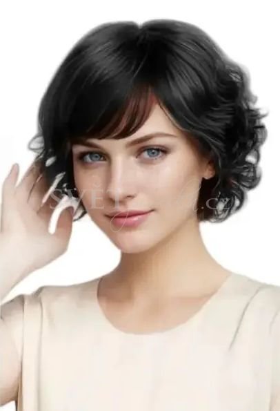 Vlnité tupé topper - pravé vlasy - Barva lidské: 1B - nejtmavší hnědá, Délka příčesku: 35 cm