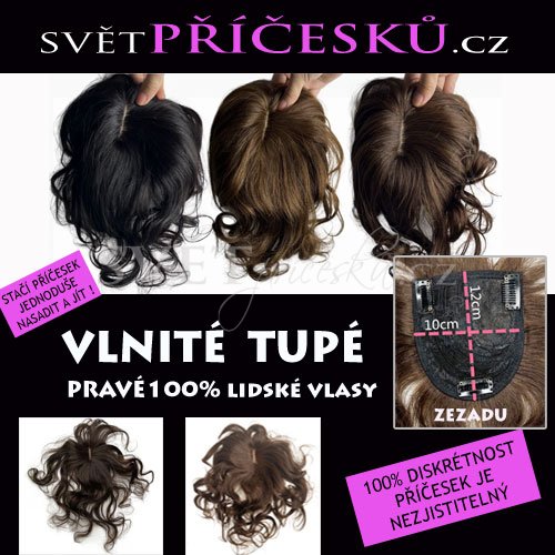 Zvlněné tupé topper s ofinkou - pravé vlasy