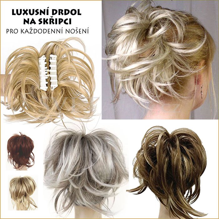 Luxusní drdol na skřipci - příčesek - Barva: #613 - plavá blond