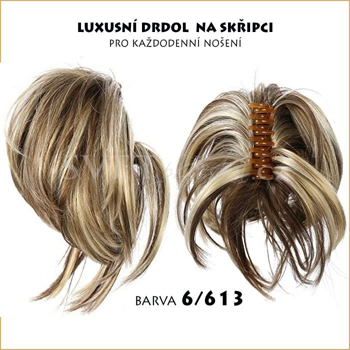 Luxusní drdol na skřipci - příčesek - Barva: #130A - melir světle a tmavě zrzavá