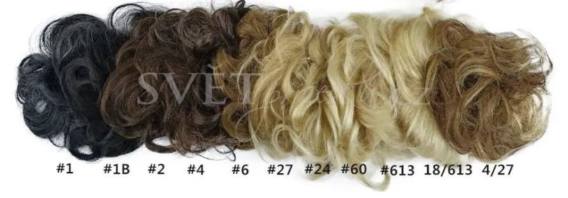 Příčesek gumička z pravých vlasů - vzorník vlasů