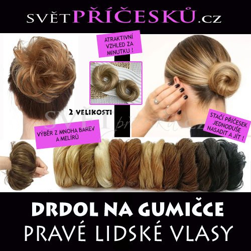 Příčesek gumička z pravých vlasů - volné vlny