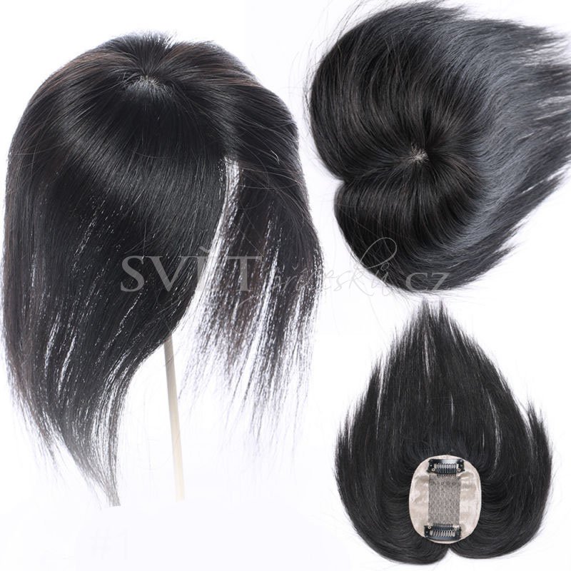 Profi lehké tupé příčesek z pravých vlasů - 6x9cm - 25cm - Barva lidské: 99 - bordó