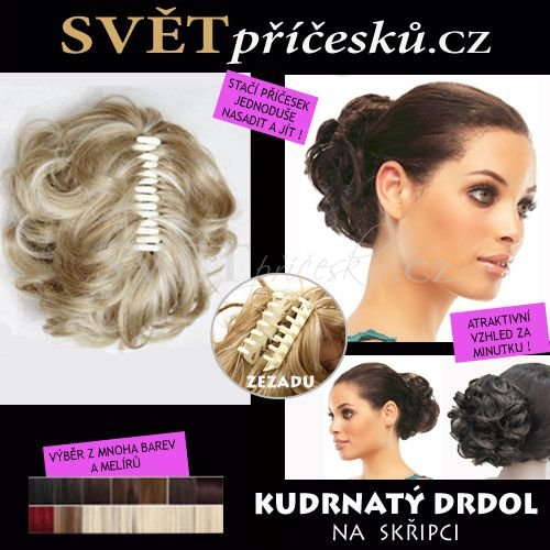 Kudrnatý drdol na  skřipci - příčesek - Barva: #22/613 - popelavá blond/plavá blond