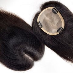 Topper tupé na monofilu s pěšinkou a velkou základnou - barva hnědočerná