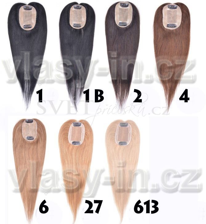 Profi lehké tupé příčesek z pravých vlasů - 6x9cm - 25cm - Barva lidské: 99 - bordó