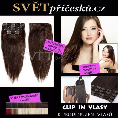 Clip in sada k prodloužení vlasů - 40cm, 75g  - mnoho barev - Barva lidské: 4/613 - středně hnědá/plavá blond