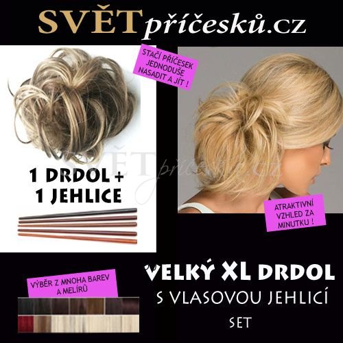 Velký drdol na jehlici - akční set - Barva: #30/33 - melír měděná s rudohnědou