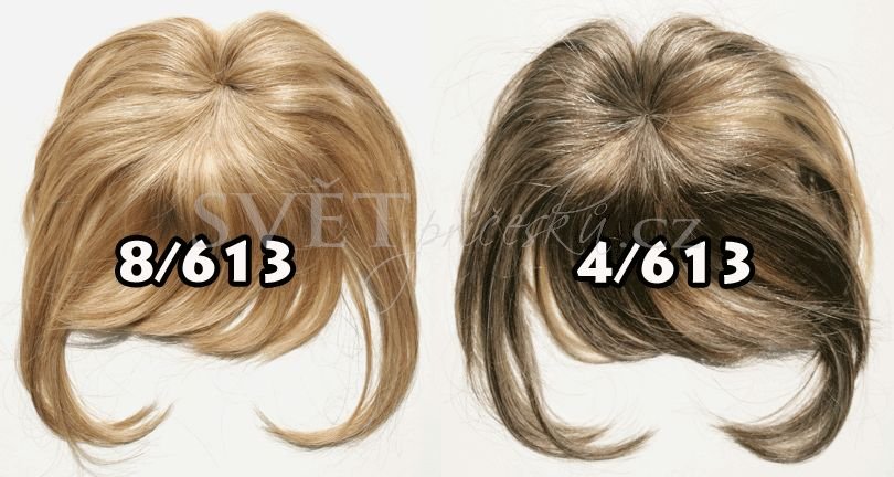 Tupé clip in ofina z lidských vlasů - příčesek - Barva lidské: 6/27 - melír kaštanově hnědá a medová blond