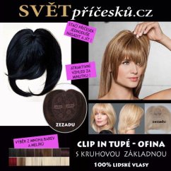 Tupé ofina s kruhovou základnou - pravé vlasy - mnoho barev a melírů