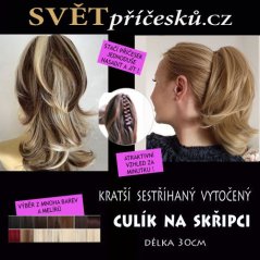 Kratší sestříhaný culík na skřipci - příčesek - mnoho barev a melírů