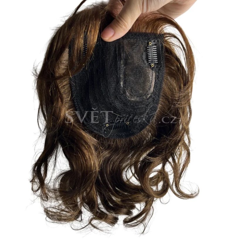 Tupé topper zezadu - vlnité vlasy - délka 25cm - barva 4