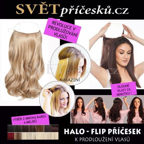 Flip in halo vlasy - zvlněné - příčesek k prodloužení vlasů - Barva: #613 - plavá blond
