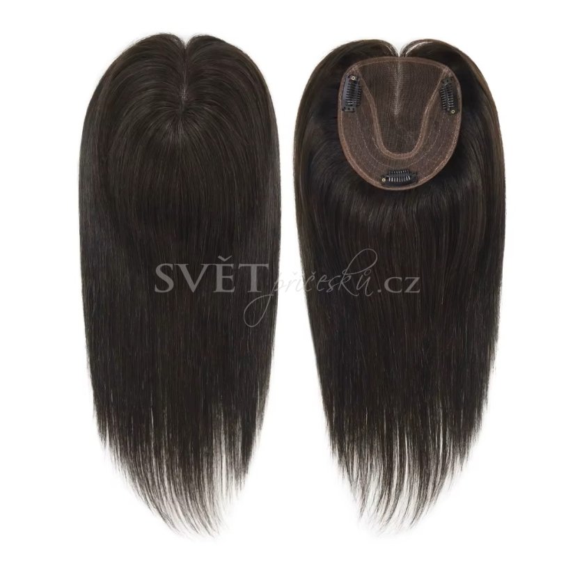 Premiový topper - pravé vlasy - barva hnědá 1B