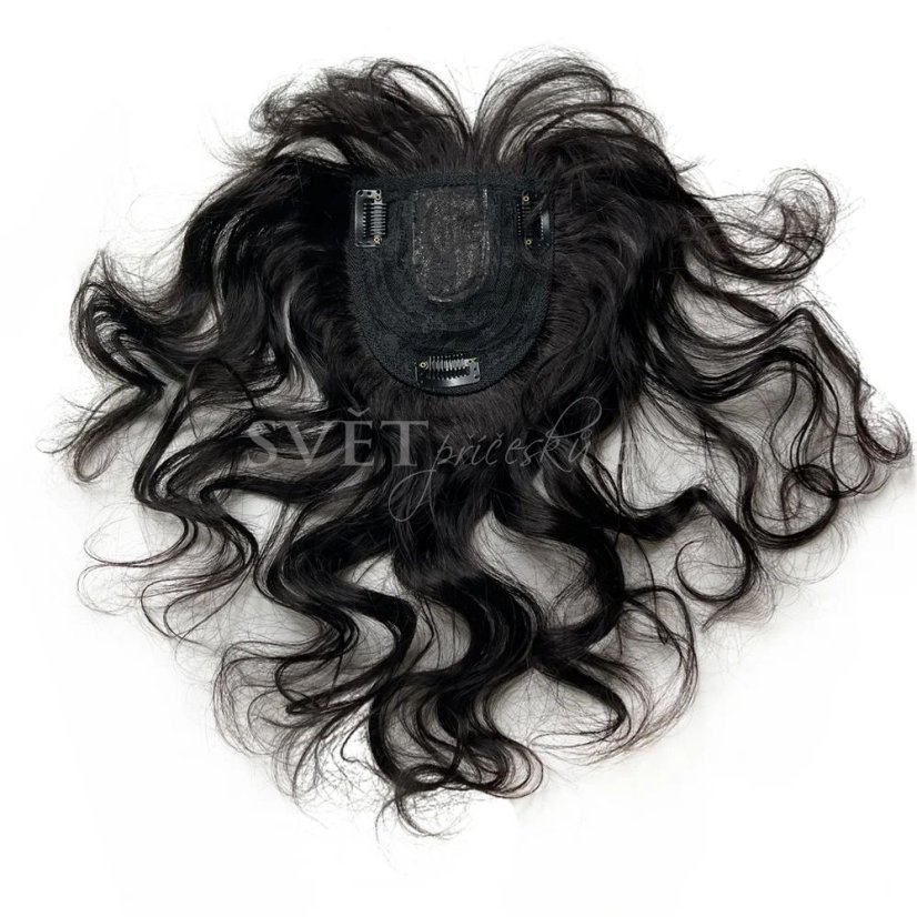 Tupé topper zezadu - vlnité vlasy - délka 35cm - barva 1B