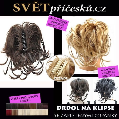 Drdol se zapletenými copánky na skřipci - příčesek - Barva: #27 - medová blond