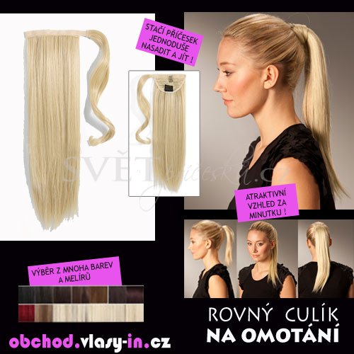 Rovný culík s pramenem na omotání - příčesek - Barva: #8 - světle hnědá