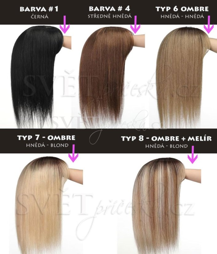 Výběr barev pro tupé topper pro dlouhé vlasy