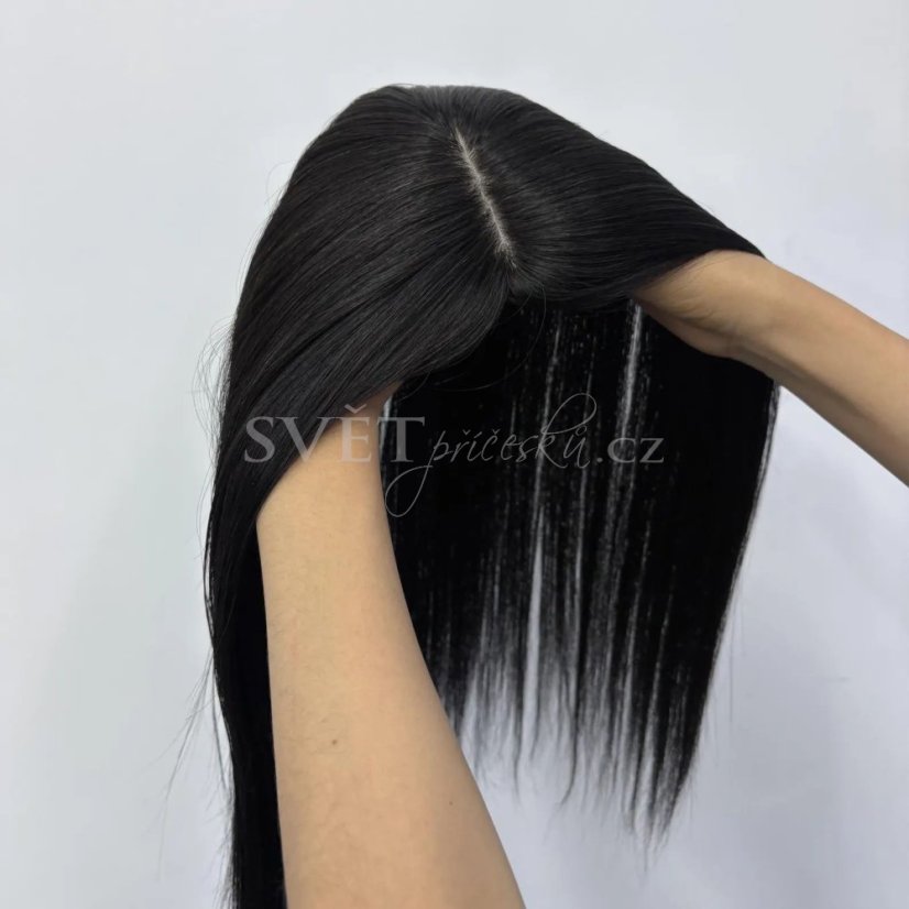 Bohaté tupé dlouhé pravé vlasy - černá