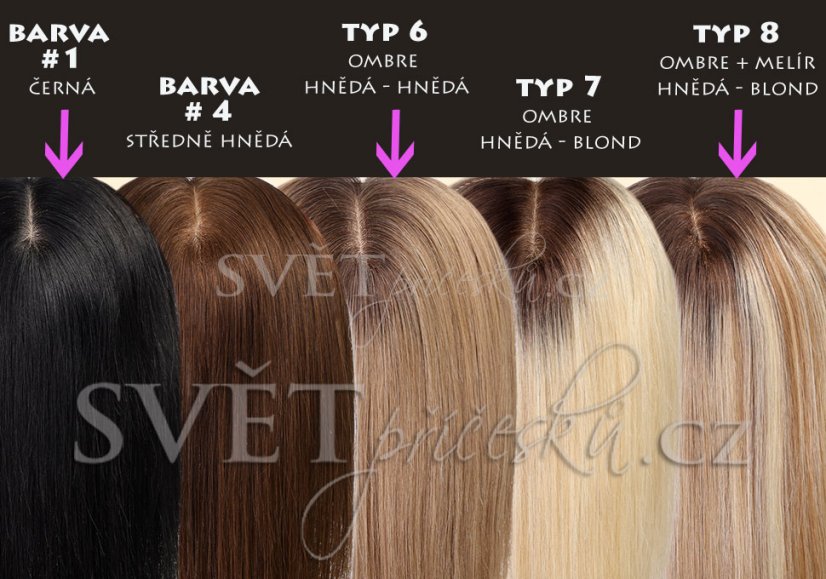 Bohaté dlouhé tupé - vzorník barev - topper - pravé vlasy