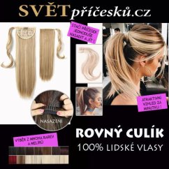 Rovný culík s omotávkou - pravé vlasy - 40cm - mnoho barev a melírů