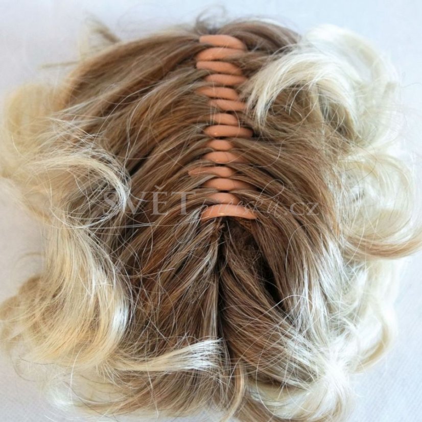 Kudrnatý drdol na  skřipci - příčesek - Barva: #22/613 - popelavá blond/plavá blond