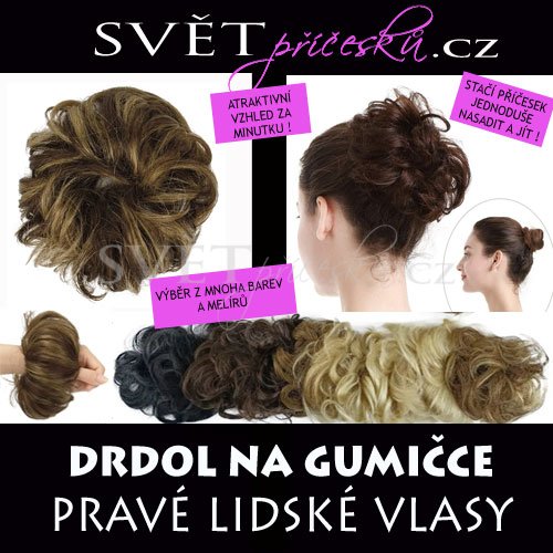 Příčesek gumička z pravých lidských vlasů - kudrnatý